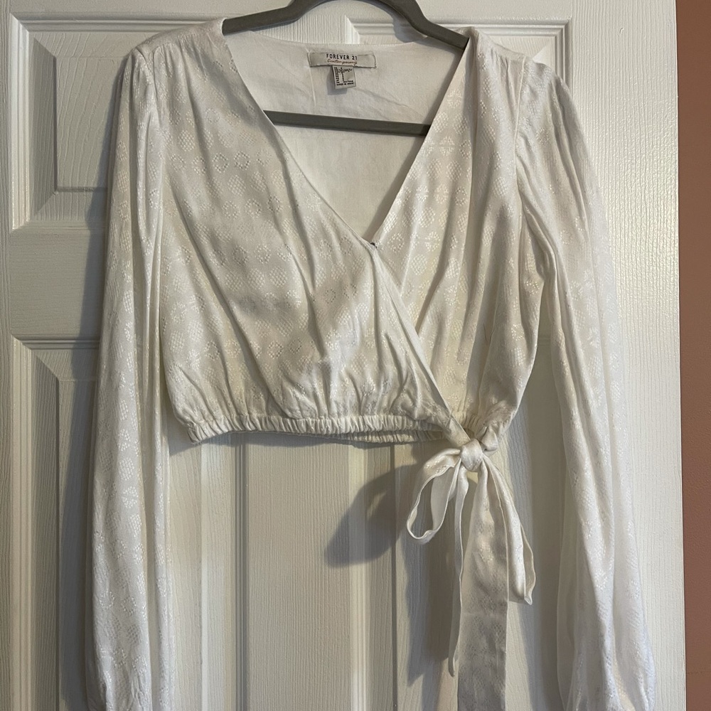 White wrap blouse